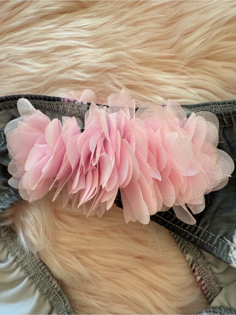 I Am Y2K Pineapple Bikini Bottoms with Pink Tulle Accents One Size - Picture 3 of 6